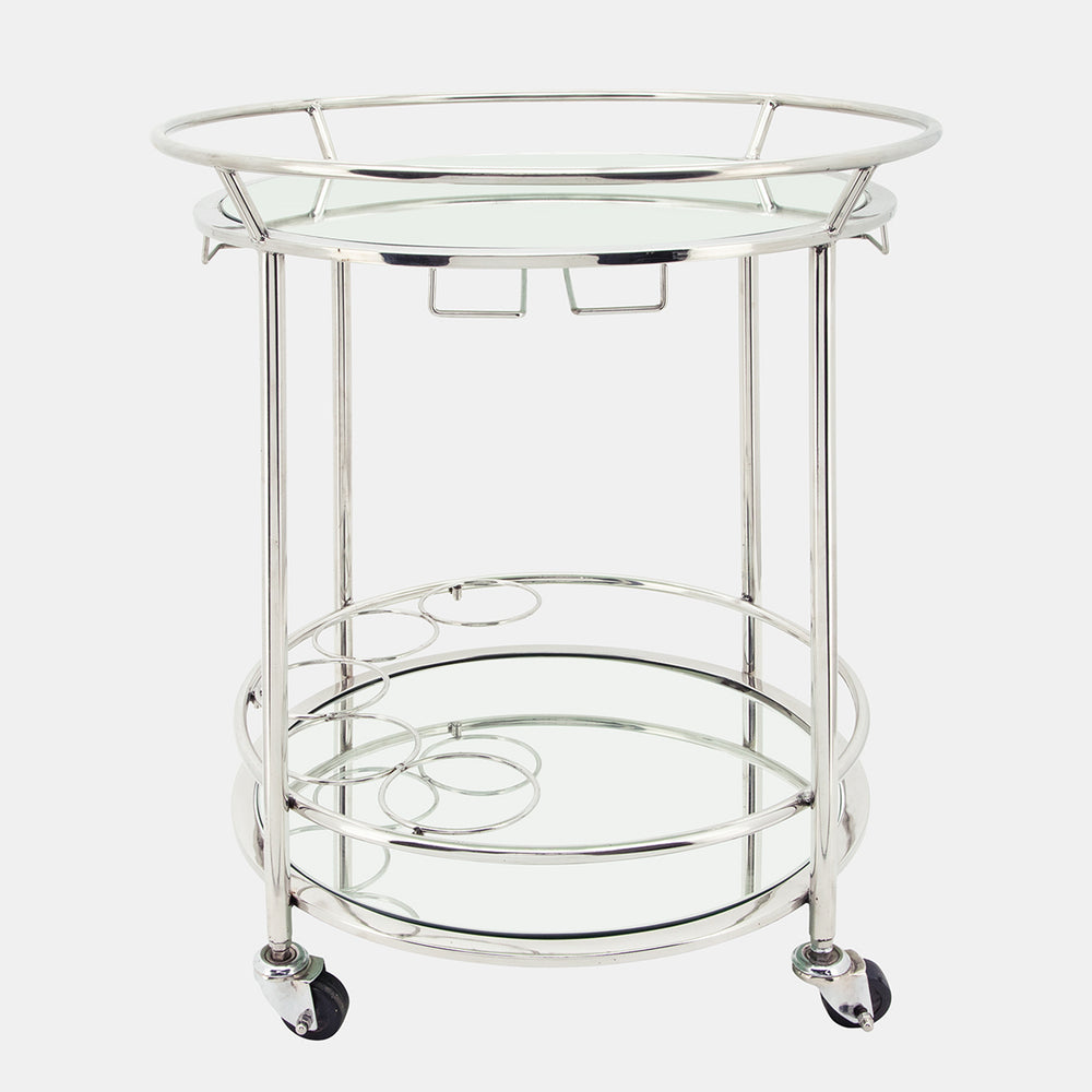 Round Rolling Bar Cart