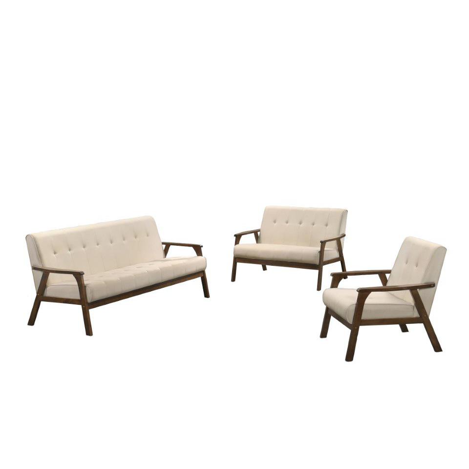 Iven Mid-Century Wood Arm Sofa