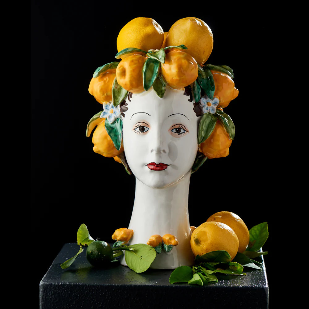 Ceramic Head Vase, Lemon Decor