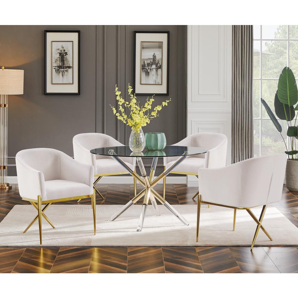 Dalton Round Dining Set in Cream (5-piece)