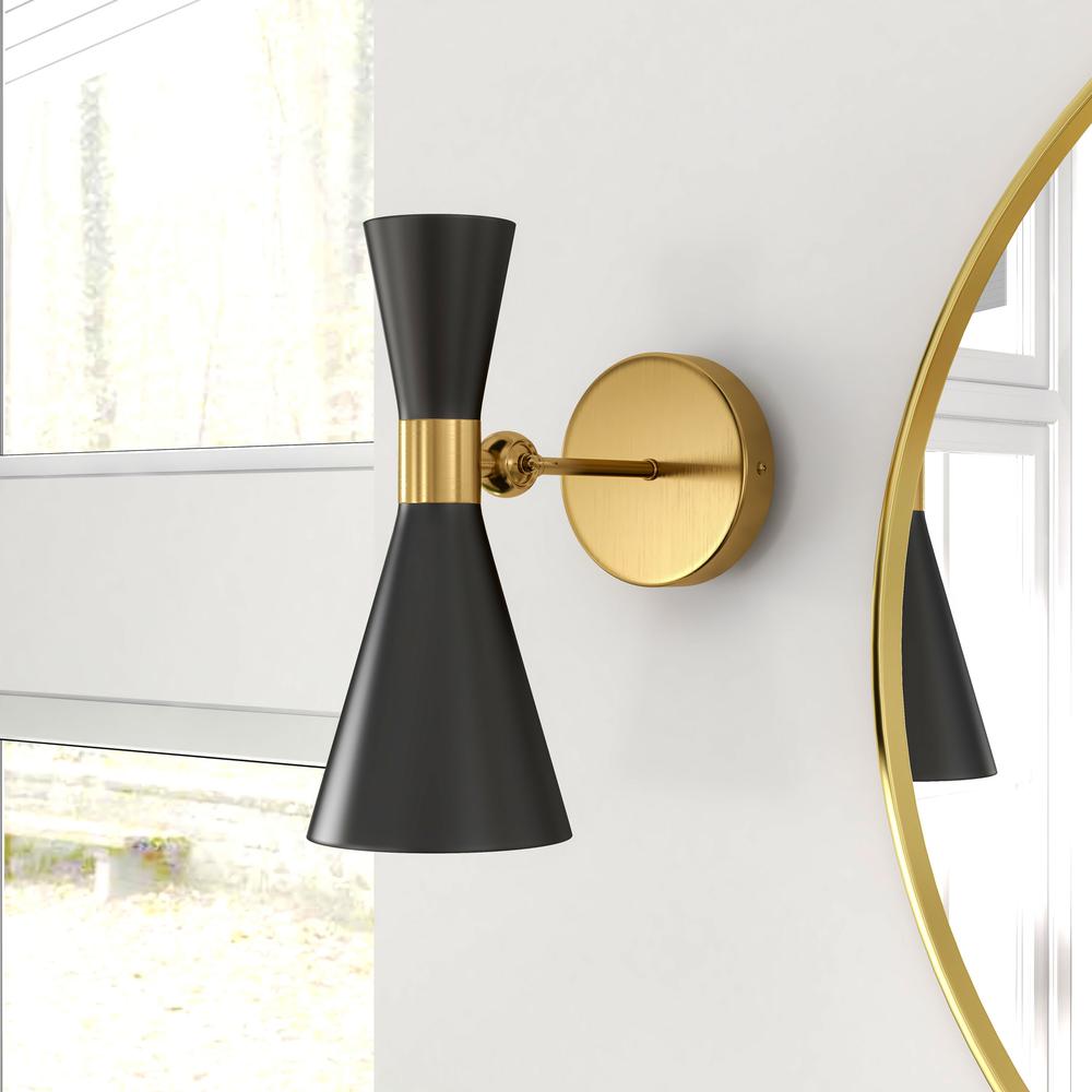 One Armed Black and Brass Metal Wall Sconce