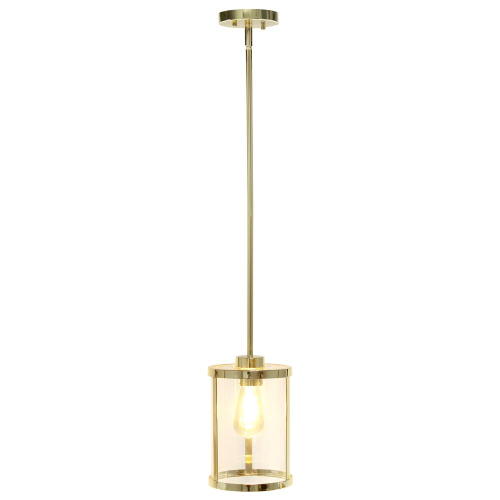 Modern 1-Light Metal and Clear Hanging Ceiling Pendant - Lacasademartha 