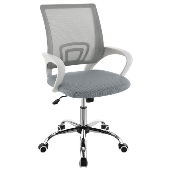 Fera Rolling Office Chair, Adjustable Chrome Base, Gray Mesh Fabric