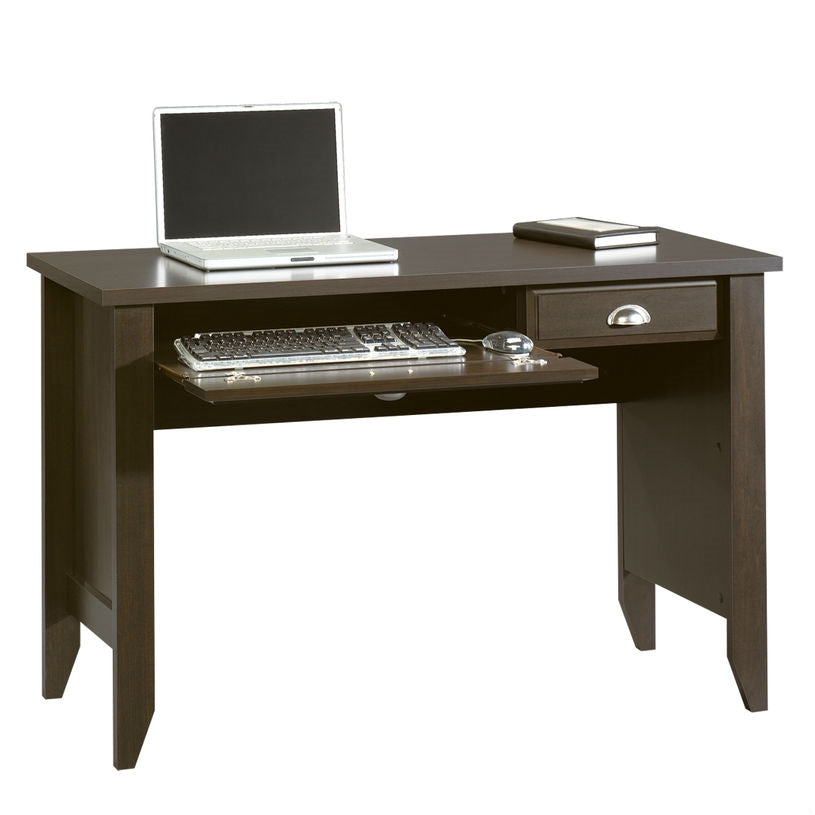 Computer Desk with Keyboard Tray in Dark Brown Mocha Espresso Wood Finish - Lacasademartha 