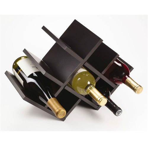 8-Bottle Mariposa Wine Rack Modern Design Dark Brown Finish - Lacasademartha 