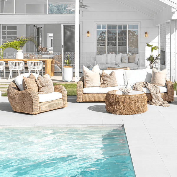 Katalina 3-Piece Outdoor & Backyard Poly Hyacinth Furniture Set with Aluminum Frame