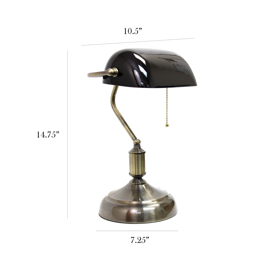 Executive Banker’s Desk Lamp with Glass Shade