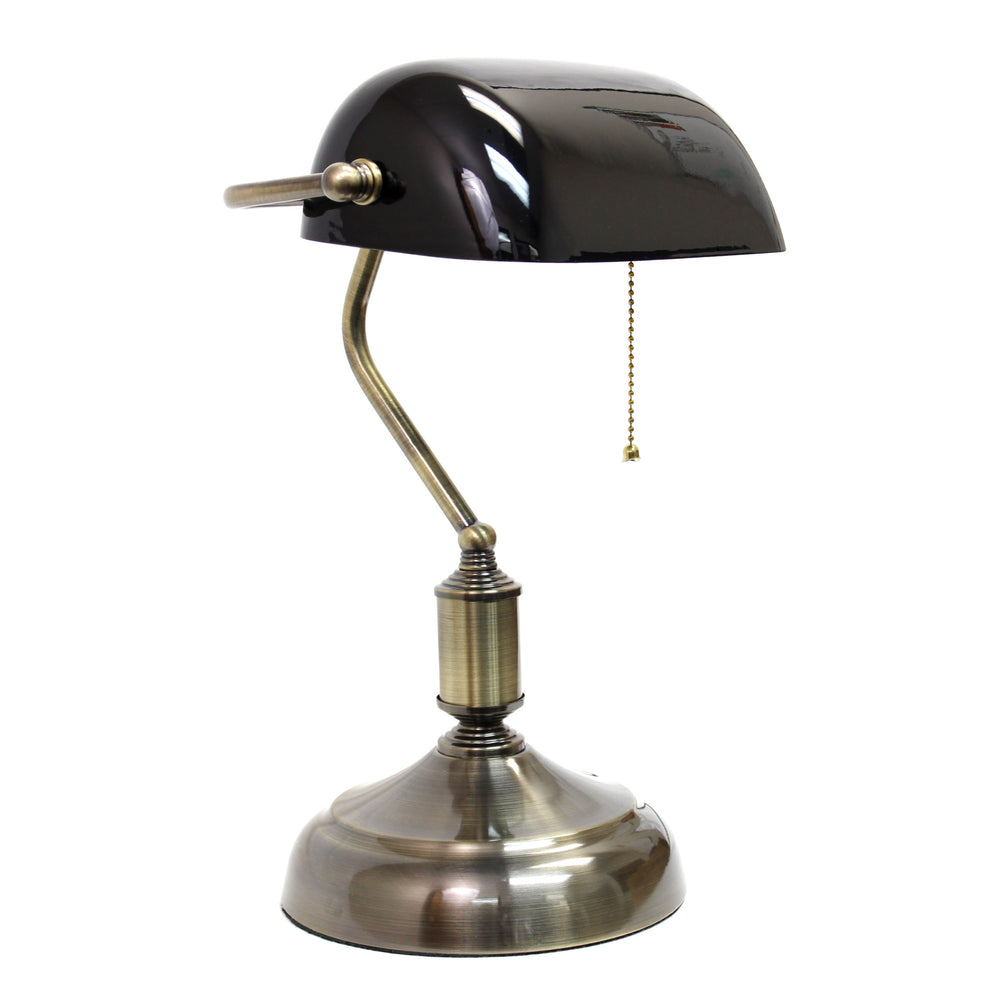 Executive Banker’s Desk Lamp with Glass Shade