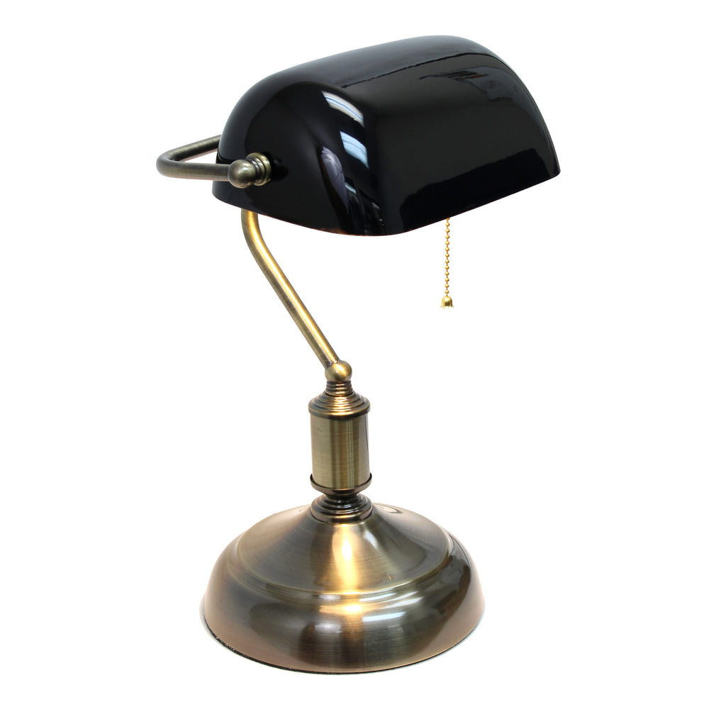 Executive Banker’s Desk Lamp with Glass Shade
