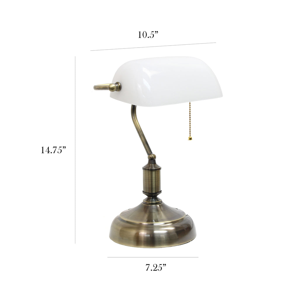 Executive Banker’s Desk Lamp with Glass Shade