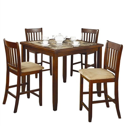 Casual 5-Piece Dining Set with Microfiber Padded Counter Height Stools - Lacasademartha 