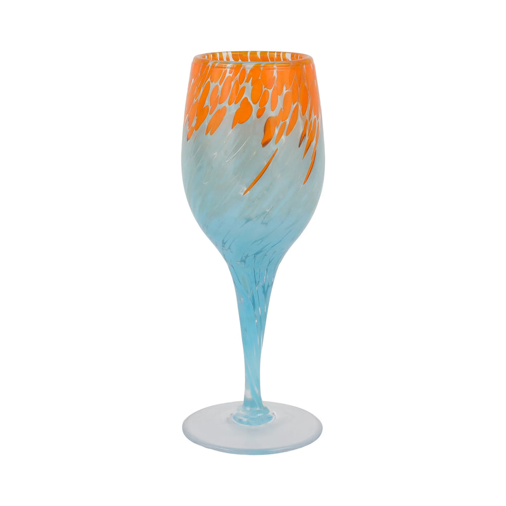 Nuvola Orange and Light Blue Wine Glass - Lacasademartha 