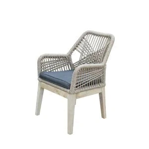 Santino Wood, Aluminum, and Rope Dining Chair with Cushion