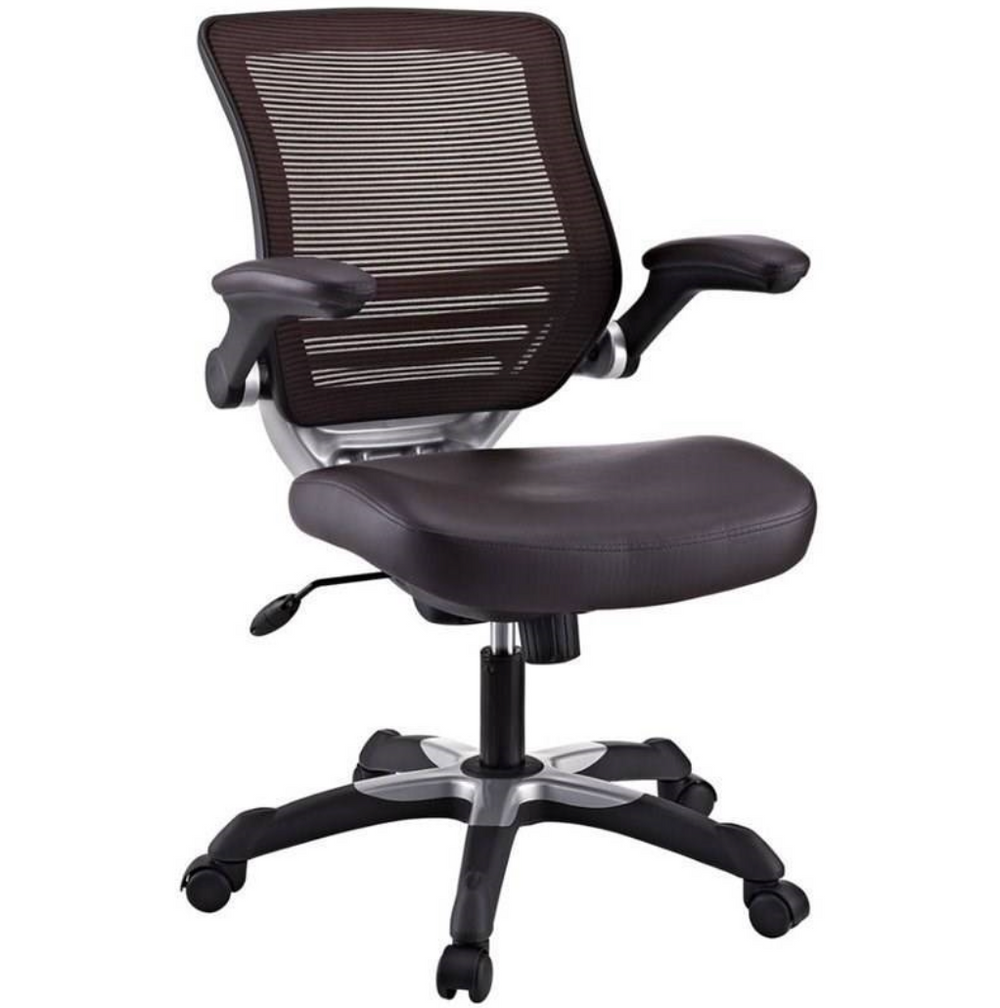 Modern Brown Mesh Back Ergonomic Office Chair with Flip-up Arms - Lacasademartha 