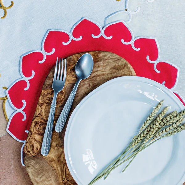 Tessuti Round Placemats with White Stitching - Set of 4