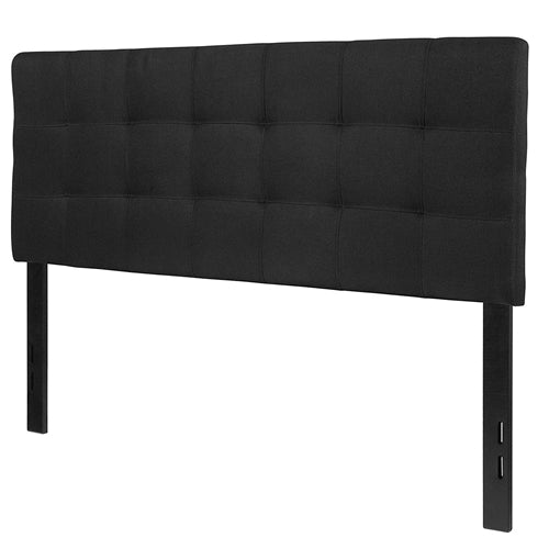 Modern Black Fabric Upholstered Panel Headboard