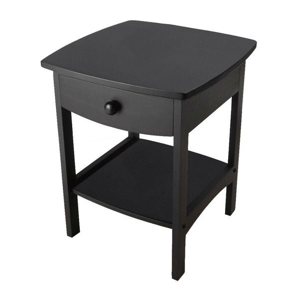 Black 1-Drawer Bedroom Nightstand