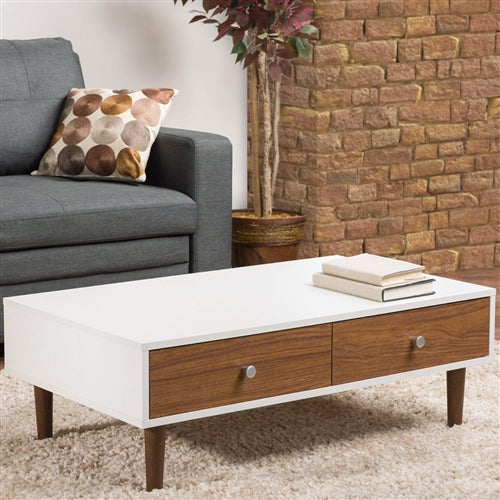 Mid-Century Style White Wood Coffee Table