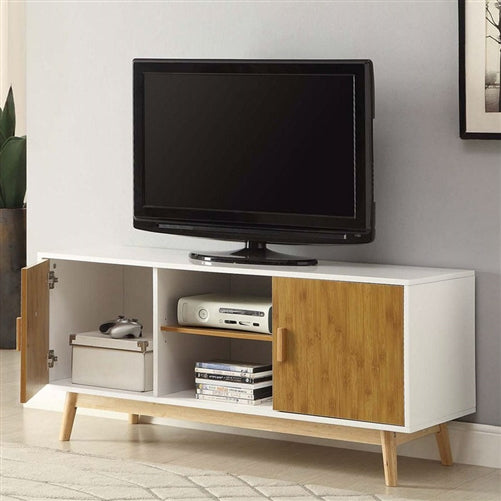 Solid Wood TV Stand in White Finish