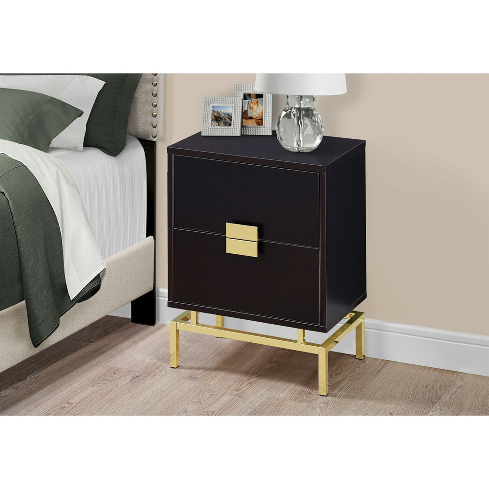 NightStand Cappuccino with Gold Metal Legs - Lacasademartha 