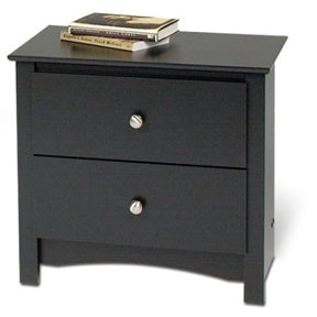 Black Two Drawer Bedroom Nightstand