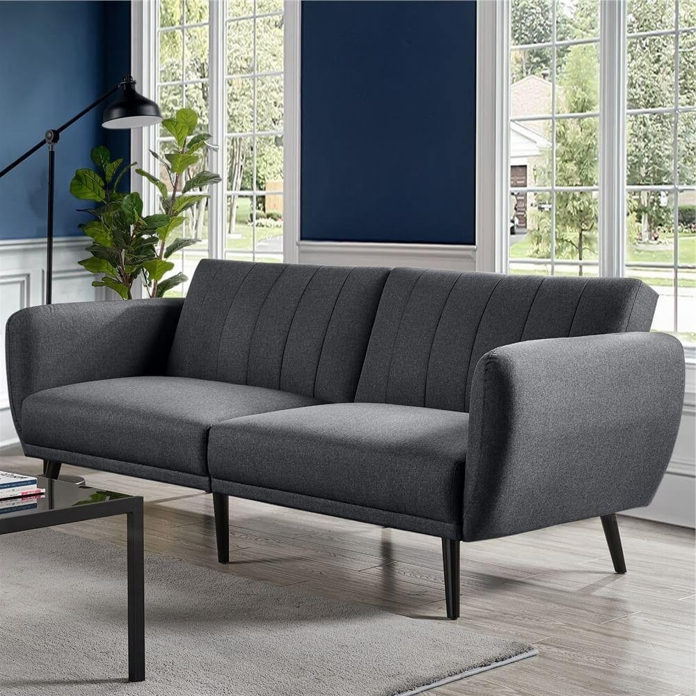 Modern Dark Grey Linen Upholstered Sofa Bed - Lacasademartha 