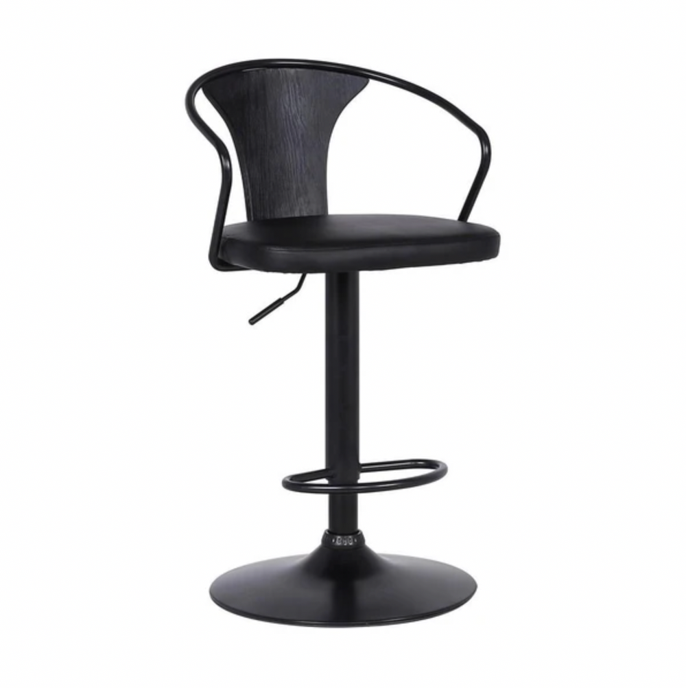 Adjustable Leatherette Swivel Barstool With Curved Back