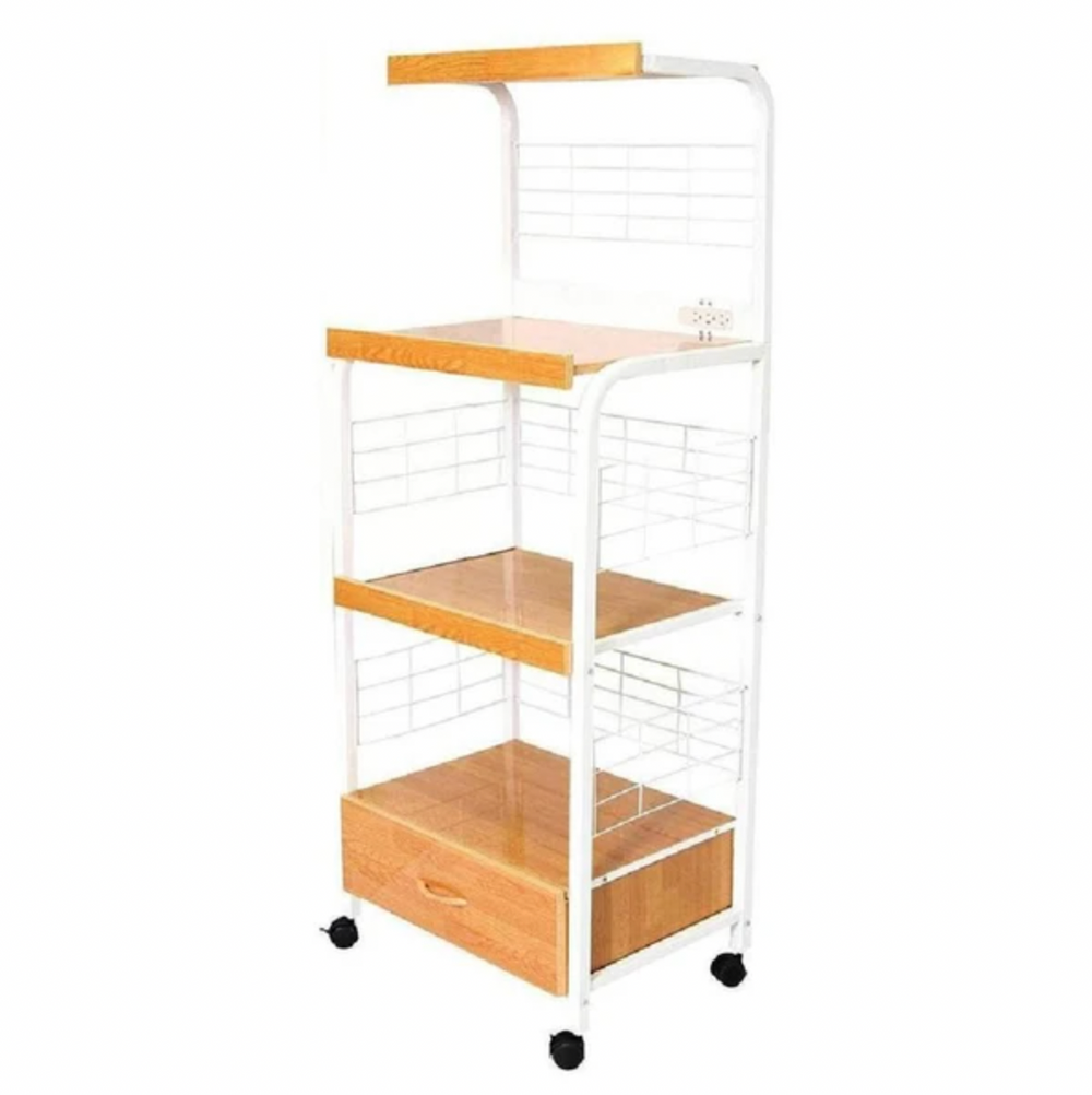 Wood And Metal Frame Microwave Cart
