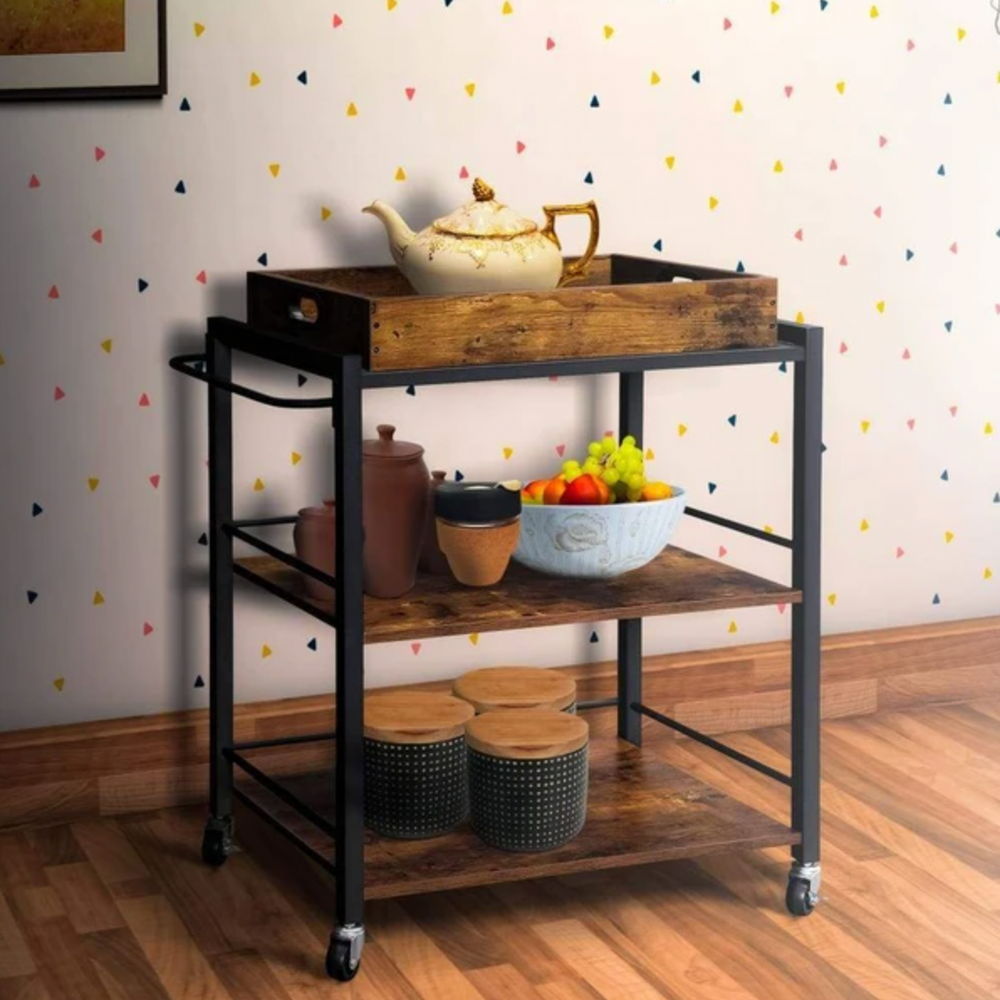 Kitchen Cart With 2 Shelves And Casters