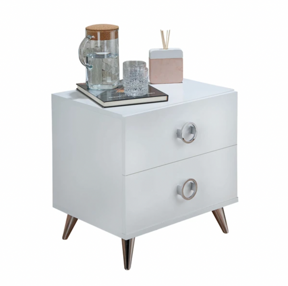 Modern Style Wood & Metal Nightstand