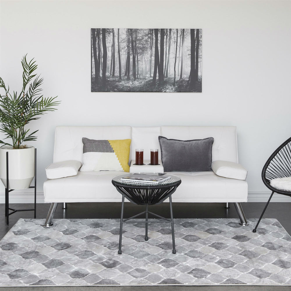 White Faux Leather Convertible Sofa Futon