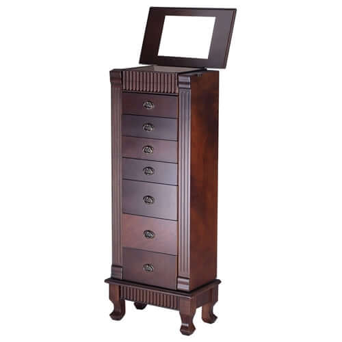 7-Drawer Jewelry Armoire Wood Storage Chest